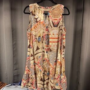 Umgee Bohemian Sleeveless Dress with Mandala Print